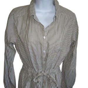 ---   Striped /White and Green Cotton Blouse Shirt Size Medium